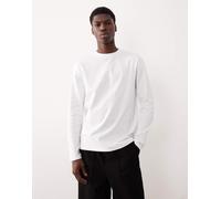 ASOS DESIGN - Maglietta girocollo a maniche lunghe in tessuto pesante bianca-Bianco M