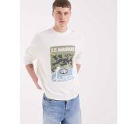 ASOS DESIGN - Maglione girocollo oversize écru con stampa Le Marais-Bianco 2XL