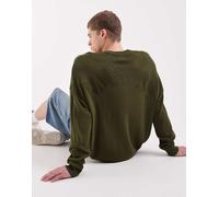 ASOS DESIGN - Maglione girocollo oversize kaki con ricamo Marais sul retro-Verde M