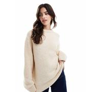 ASOS DESIGN - Maglione girocollo oversize pesante in misto lana écru-Giallo XS