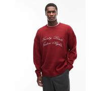 ASOS DESIGN - Maglione oversize bordeaux con stampa Frosty Pints Festive Nights-Rosso S