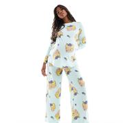 ASOS DESIGN Maternity - Pigiama blu con motivo di pancake composto da top a maniche lunghe e pantaloni S