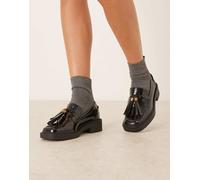 ASOS DESIGN - Matrix - Mocassini neri con punta squadrata e nappe-Nero 36