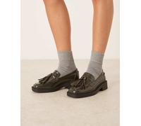 ASOS DESIGN - Matrix - Mocassini verde oliva con punta squadrata e nappe 37