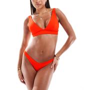 ASOS DESIGN - Maya - Mix and Match - Slip bikini sgambati hipster a V arancioni-Arancione 36