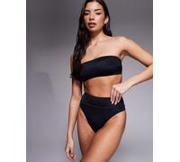 ASOS DESIGN - Maya Portofino - Slip bikini sgambati neri con vita stretta-Nero 48