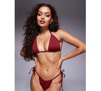 ASOS DESIGN - Maya - Top bikini a triangolo bordeaux allacciato sul retro mix and match-Rosso 40