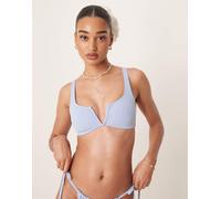 ASOS DESIGN - Maya - Top bikini taglio corto blu con ferretto a V mix and match 42