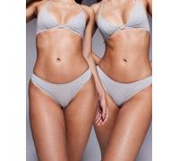 ASOS DESIGN - Mila - Confezione da 2 slip taglio brasiliana color grigio mélange 42