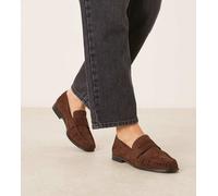 ASOS DESIGN - Minnie - Mocassini con arricciature a pianta larga scamosciate marroni-Marrone 8