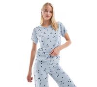 ASOS DESIGN - Mix & Match - T-shirt del pigiama morbidissima blu con finiture in pizzo e stampa a stelle 36