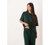 ASOS DESIGN - Mix & Match - T-shirt del pigiama oversize in cotone verde bosco-Rosso M