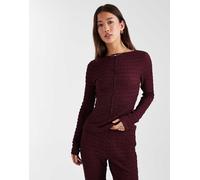 ASOS DESIGN - Mix & Match - Top a maniche lunghe bordeaux testurizzato con scollo rotondo sul retro e cuciture-Rosso XS