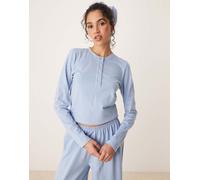 ASOS DESIGN - Mix & Match - Top del pigiama blu con scollo serafino M