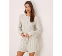 ASOS DESIGN - Mix & Match - Top del pigiama serafino a coste color avena-Viola M