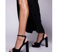 ASOS DESIGN - Naples - Sandali effetto nudo con tacco largo e plateau in camoscio sintetico nero a pianta larga 7