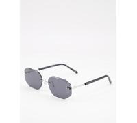 ASOS DESIGN - Occhiali da sole anni '90 senza bordo con montatura in metallo nera e lenti nere-Nero No Size