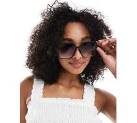 ASOS DESIGN - Occhiali da sole squadrati anni '70 neri con lenti sfumate-Nero No Size