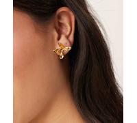 ASOS DESIGN - Orecchini a bottone a fiorellino placcati in oro 14 carati No Size