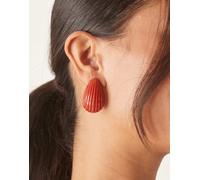 ASOS DESIGN - Orecchini a bottone a goccia con scanalature color gelso-Rosso No Size