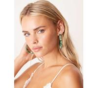 ASOS DESIGN - Orecchini a cerchio grandi con frammenti di pietre sintetiche verdi-Verde No Size