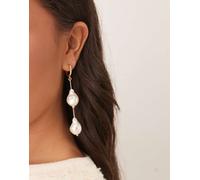 ASOS DESIGN - Orecchini a cerchio pendenti dorati con perle d'acqua dolce sintetiche-Oro No Size