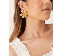 ASOS DESIGN - Orecchini a fiore colore neutro effetto resina-Oro No Size