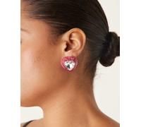 ASOS DESIGN - Orecchini a forma di cuore rosa con pietra sintetica e cristallo-Rosso No Size