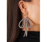 ASOS DESIGN - Orecchini argentati con perline a forma di fiocco-Argento No Size