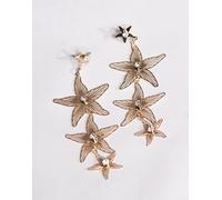 ASOS DESIGN - Orecchini pendenti a forma di stella marina color oro con strass No Size