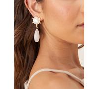 ASOS DESIGN - Orecchini pendenti dorati con design con quarzo rosa e conchiglie-Oro No Size