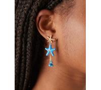 ASOS DESIGN - Orecchini pendenti dorati e blu con stelle marine e frange No Size