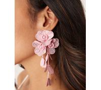 ASOS DESIGN - Orecchini pendenti rosa chiaro con fiori in 3D No Size
