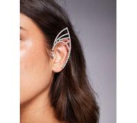 ASOS DESIGN - Orecchino ear cuff argentato con cristalli sintetici-Argento No Size