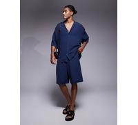 ASOS DESIGN - Pantaloncini blu navy taglio lungo in coordinato M