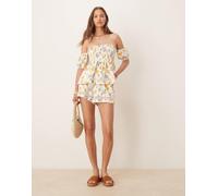 ASOS DESIGN - Pantaloncini con finiture in pizzo e stampa di cartoline-Multicolore L