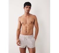 ASOS DESIGN - Pantaloncini da bagno taglio corto marroni a righe in seersucker-Marrone XS