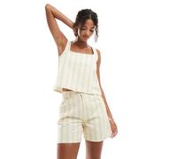 ASOS DESIGN - Pantaloncini dad fit color latticello a righe-Giallo 48
