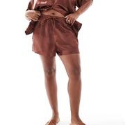 ASOS DESIGN - Pantaloncini in raso marroni in coordinato-Marrone 48