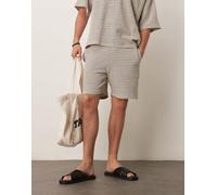ASOS DESIGN - Pantaloncini taglio medio all'uncinetto bianco e nero a righe in coordinato-Blu L