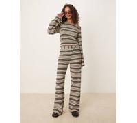 ASOS DESIGN - Pantaloni a zampa in maglia all'uncinetto a righe monocromatiche in coordinato-Multicolore M