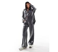 ASOS DESIGN - Pantaloni argento in raso in coordinato-Grigio 36