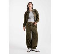 ASOS DESIGN - Pantaloni bombati in tessuto a coste kaki effetto bolle-Verde 50