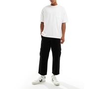 ASOS DESIGN - Pantaloni cargo affusolati vestibilità comoda neri con pieghe-Nero W38