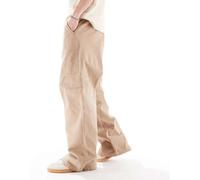 ASOS DESIGN - Pantaloni cargo beige super ampi-Neutro S