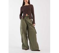 ASOS DESIGN - Pantaloni cargo kaki a ferro di cavallo-Verde 50