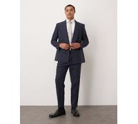 ASOS DESIGN - Pantaloni da abito affusolati blu navy in misto lino e cotone W38 L32