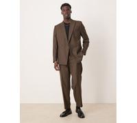 ASOS DESIGN - Pantaloni da abito affusolati oversize marroni jacquard a scacchi-Marrone 44 Short