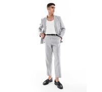 ASOS DESIGN - Pantaloni da abito comodi affusolati grigi in misto lino e cotone-Grigio 50 Long