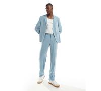 ASOS DESIGN - Pantaloni da abito dritti estivi blu chiaro fiammato W30 L30